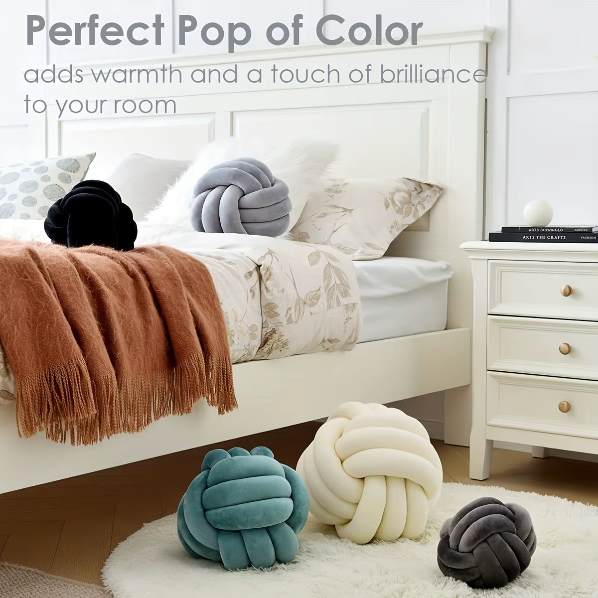 1Pc Art Deco Striped Knot Pillow -Handmade, Soft Polyester.Cotton, Modern & Cozy Decorative Cushion for Homeand Sofa 9*9Inch