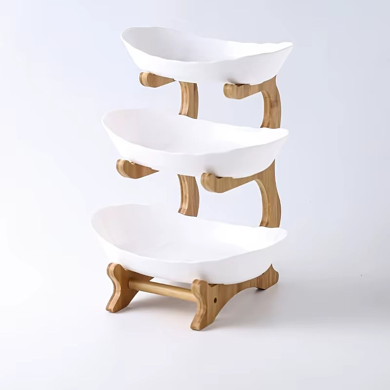 Elevate Your Kitchen with Our 3-Tier Bamboo Fruit Basket - The Ultimate Stackable Organizer for Fresh Fruits and Veggies!