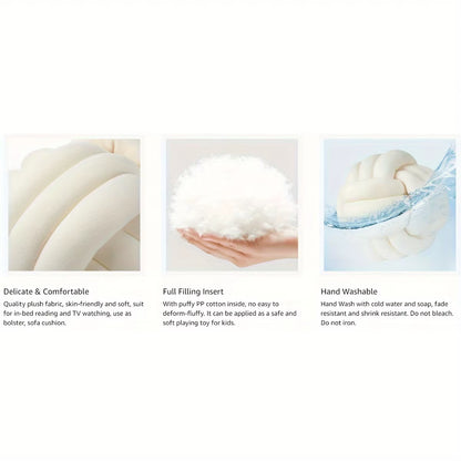 1Pc Art Deco Striped Knot Pillow -Handmade, Soft Polyester.Cotton, Modern & Cozy Decorative Cushion for Homeand Sofa 9*9Inch