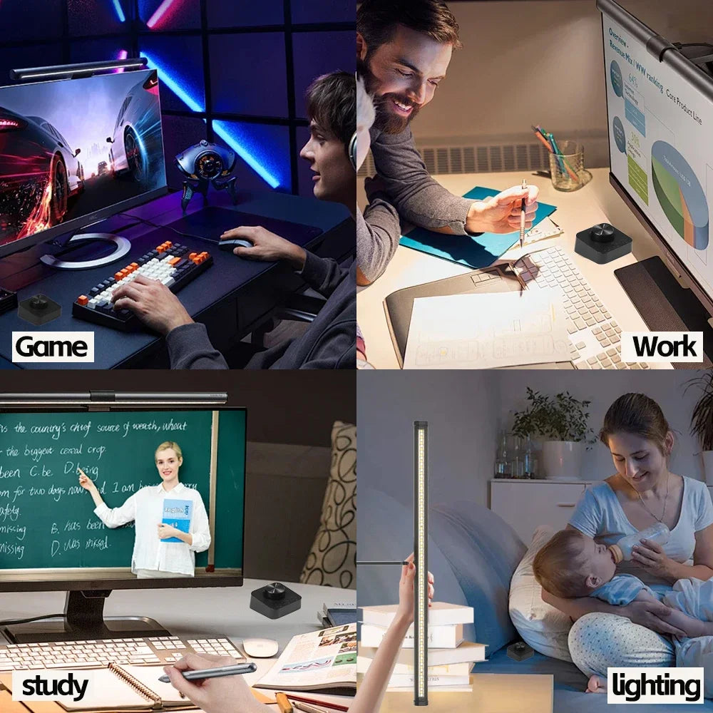 Transform Your Workspace with the LED Desk Lamp Monitor Screen Light Bar - RGB Dual-Sided for Work, Study, and Gaming Atmosphere