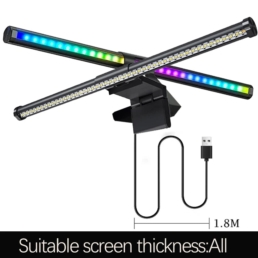 Transform Your Workspace with the LED Desk Lamp Monitor Screen Light Bar - RGB Dual-Sided for Work, Study, and Gaming Atmosphere