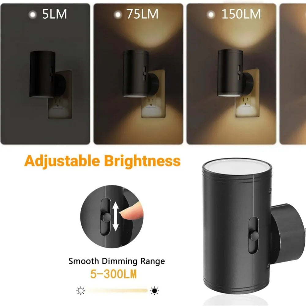 Illuminate Your Space with the 1/2/4 Pack Dimmable LED Night Lights - Adjustable Brightness for Hallways and Bedrooms